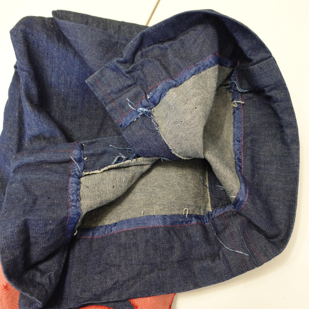 Vintage Handmade Denim Midi Skirt Abstract Floral Applique Retro 80s Western 8 - Picture 7 of 9